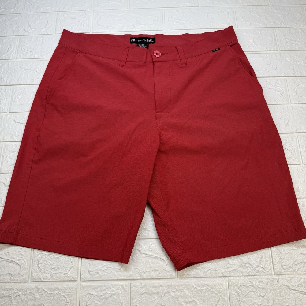 Travis Mathew Shorts Mens 36 Red Flat Front Golf Casual Athletic Stretch 10in